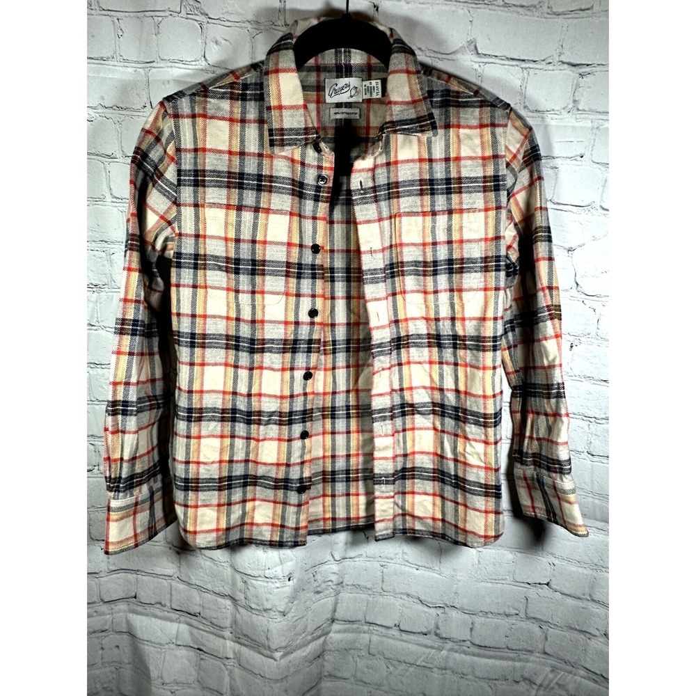 Grayers‎ Boys Plaid Flannel Button Down Shirt Red Navy Cream Cotton Size Year 10